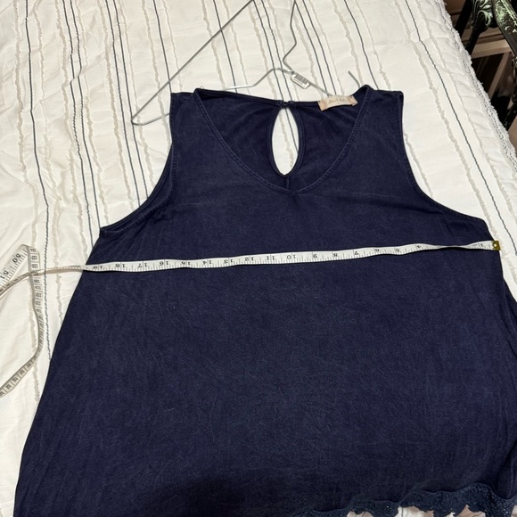 Altar’d State Navy Blue Sleeveless Tank Top with Lace Hem  Boho Style size Large - Picture 5 of 5